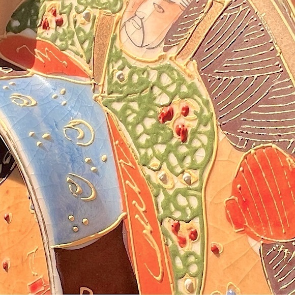 Vintage Japanese Satsuma Pottery Divided Serving Plate Geisha Platter - Picture 8 of 17